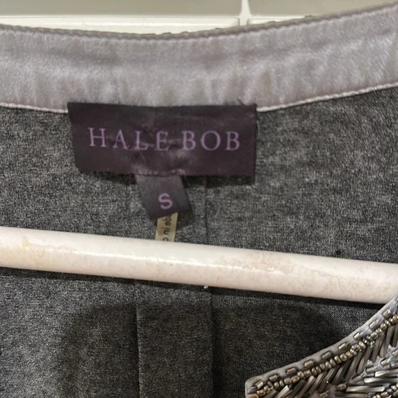 Hale Bob Tunic With Metallic & Clear Beading, V Neck with Ties, Small - Picture 2 of 5